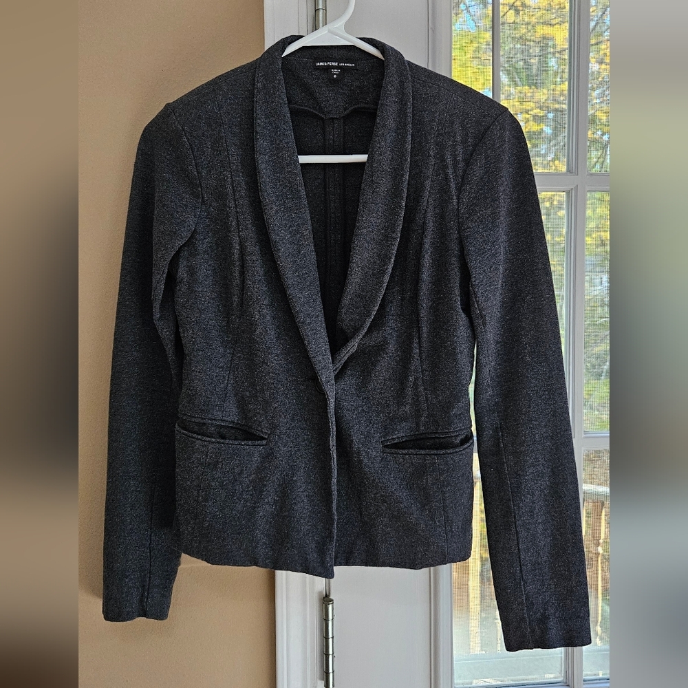 Size 0 James Perse Dark Gray Cotton Blazer Jacket Preloved